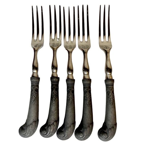 Set of 5 Place Settings RWP Wilton Armetale Bishop Pewter Stainless Flatware - Picture 5 of 16